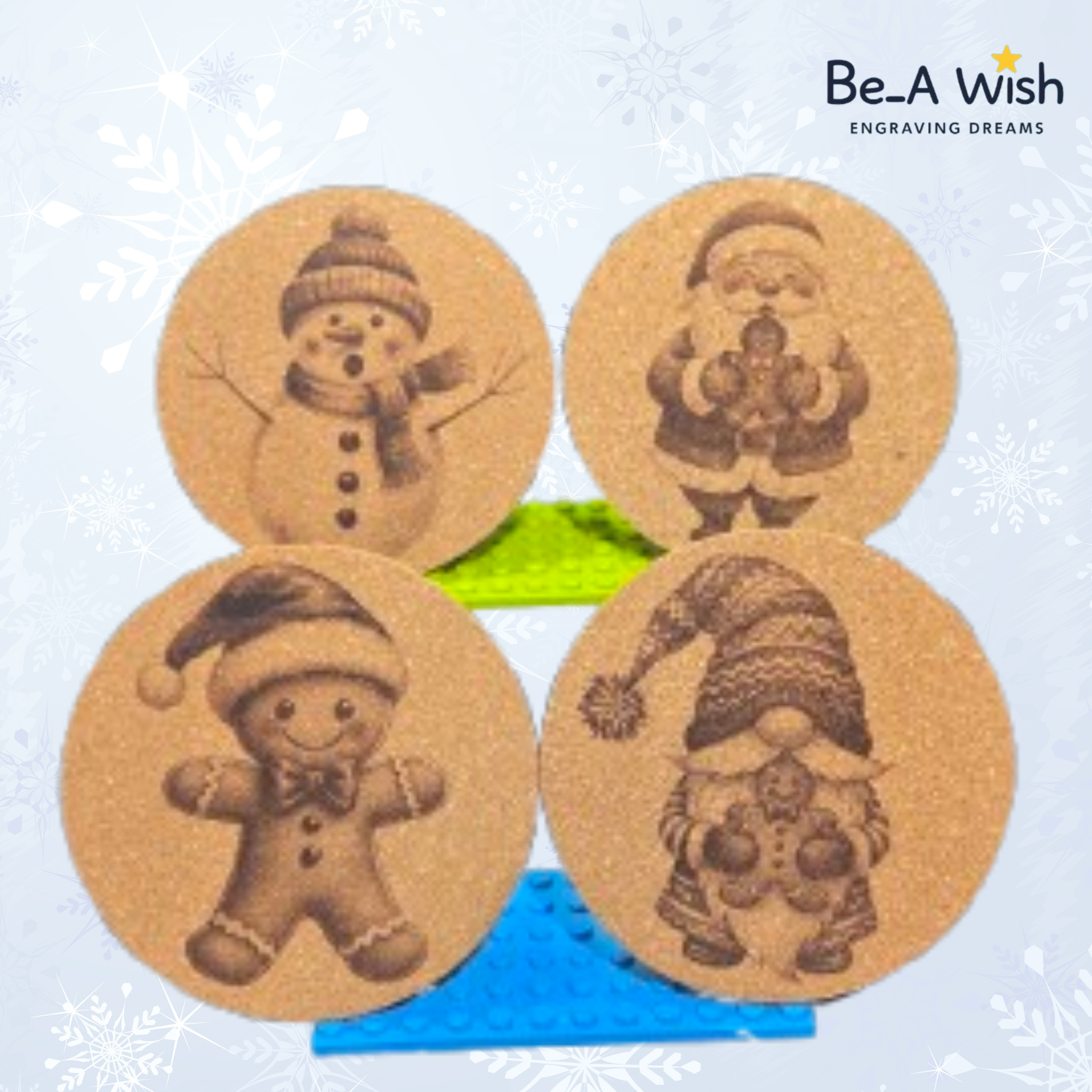 Christmas Cork Coasters Pack – Set of 4