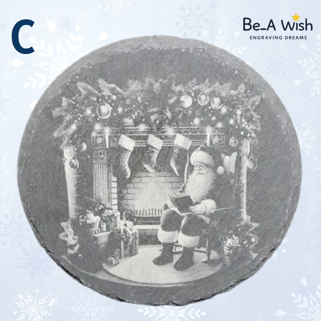 Christmas Slate Coaster - Santa