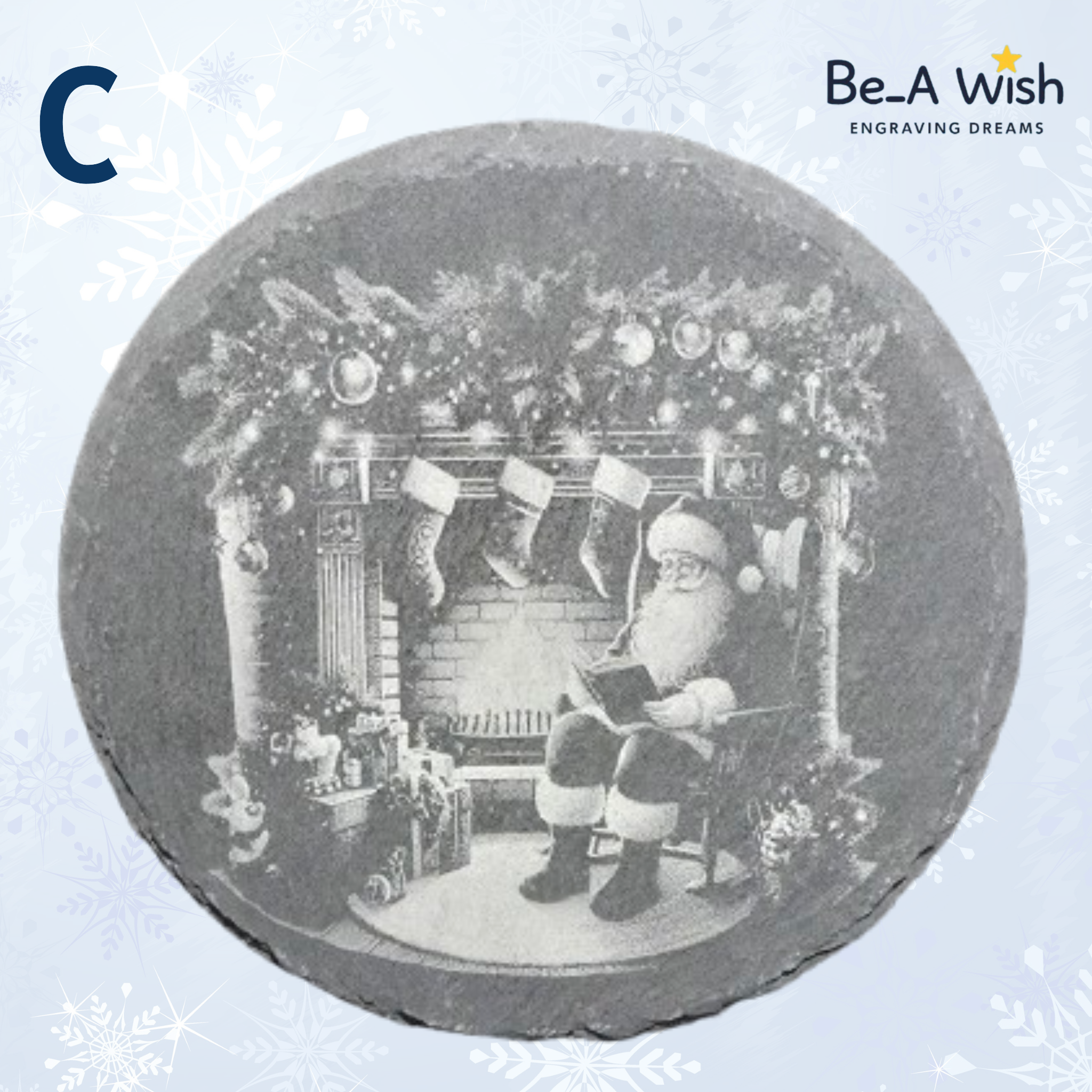 Christmas Slate Coaster - Santa