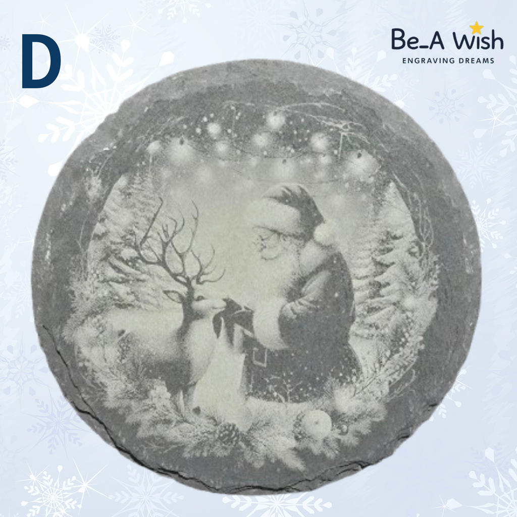 Christmas Slate Coaster - Santa