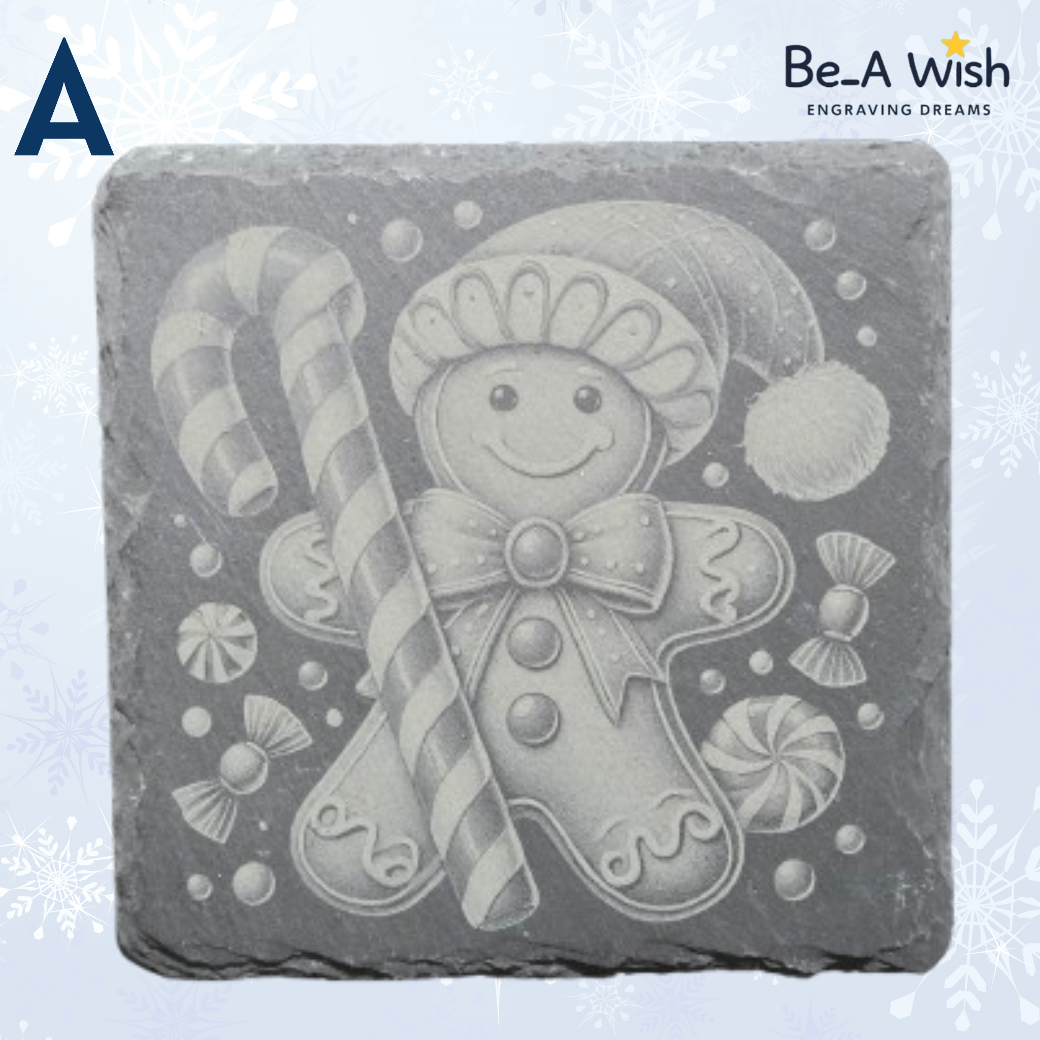 Christmas Slate Coaster - Gingerbread man