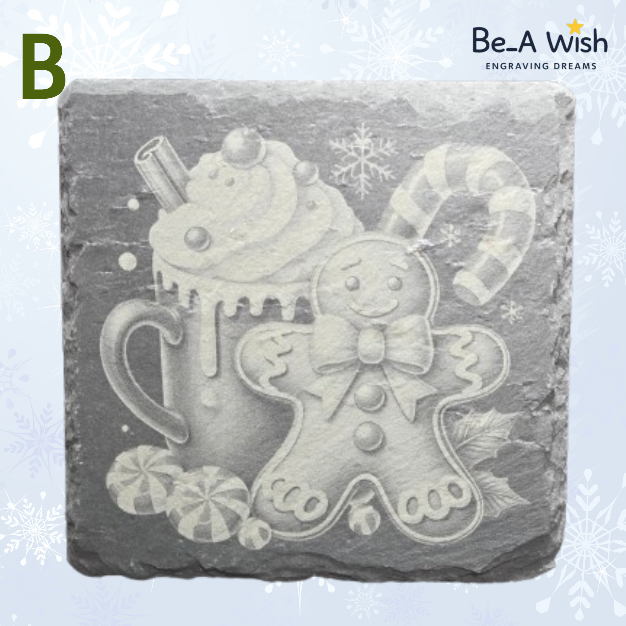 Christmas Slate Coaster - Gingerbread man