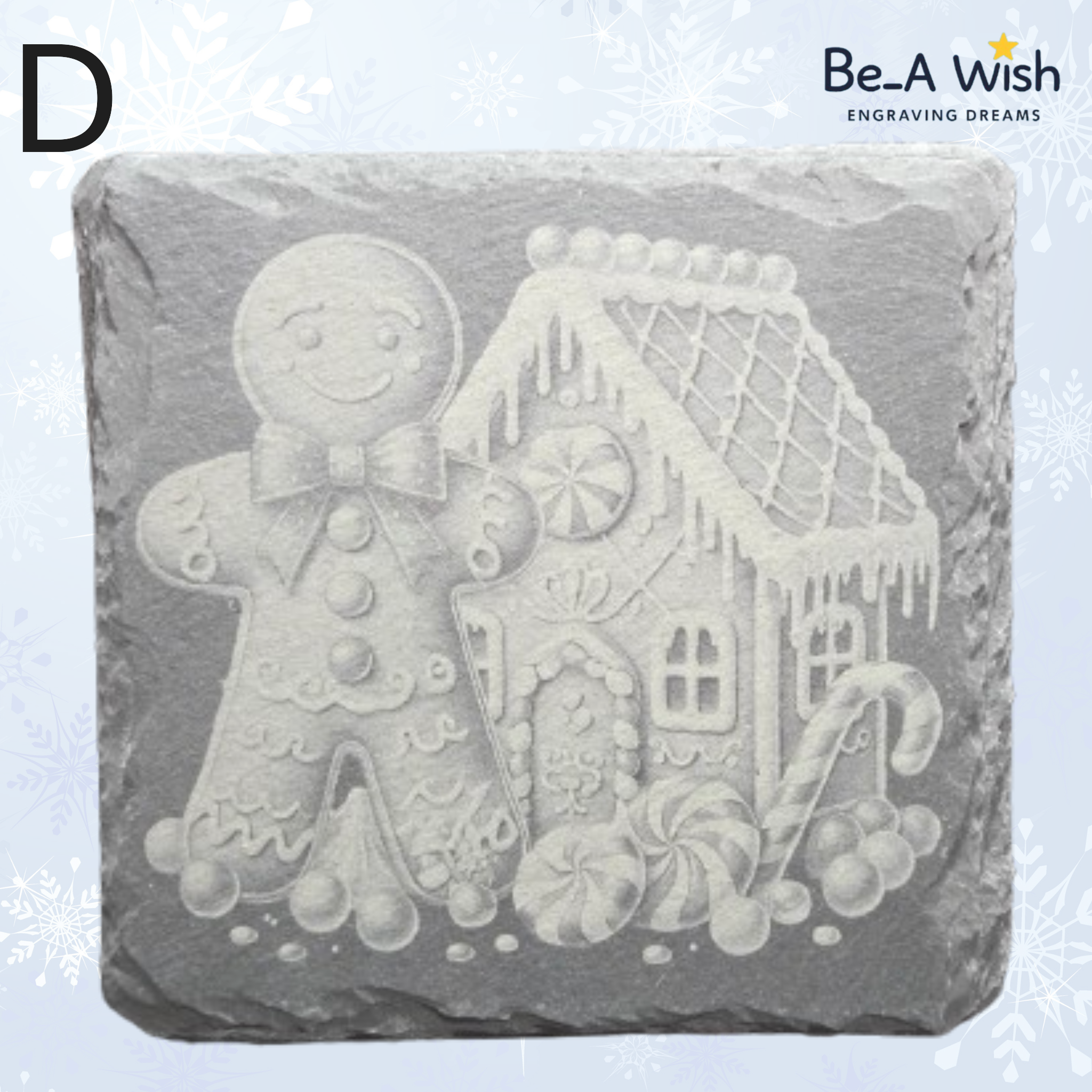 Christmas Slate Coaster - Gingerbread man