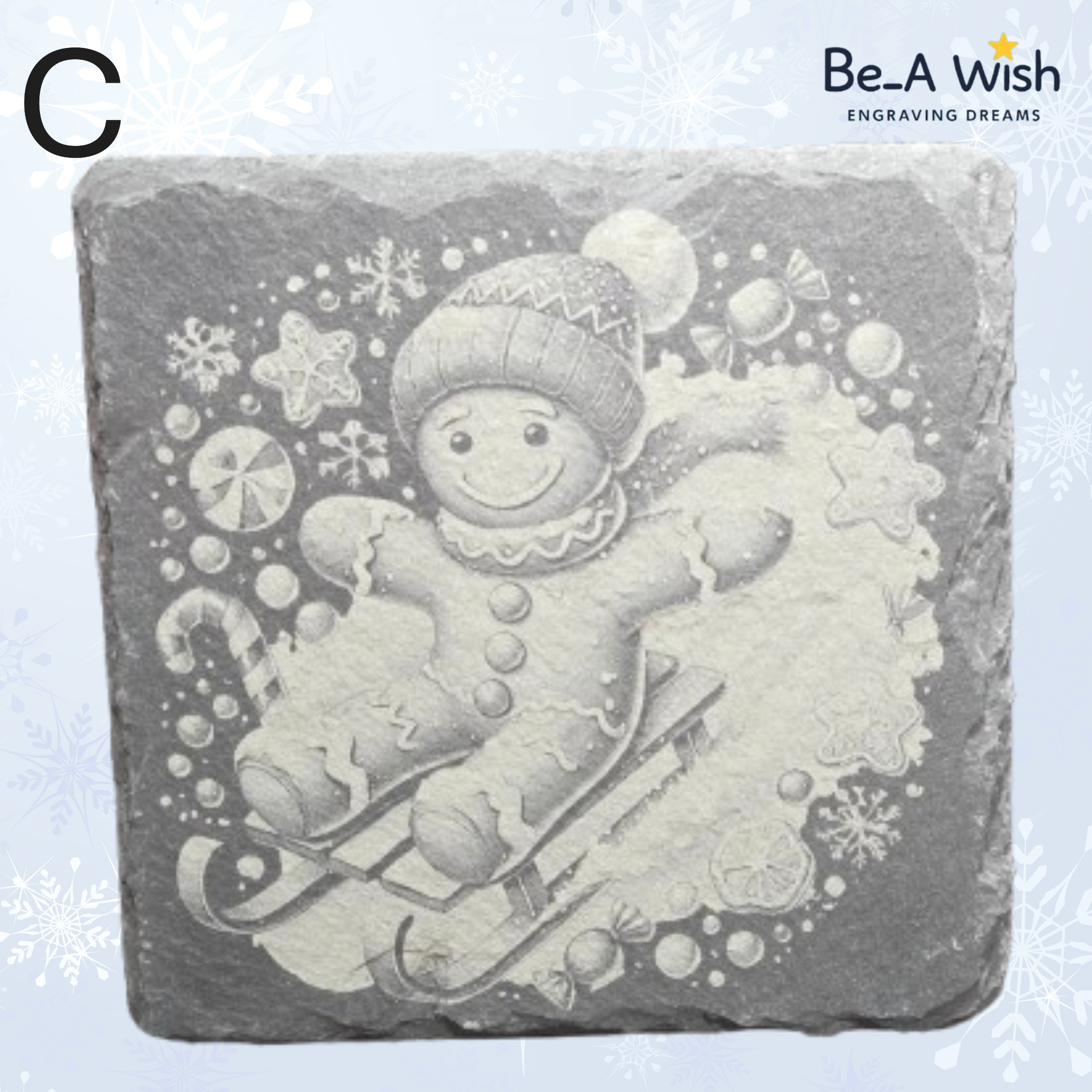 Christmas Slate Coaster - Gingerbread man