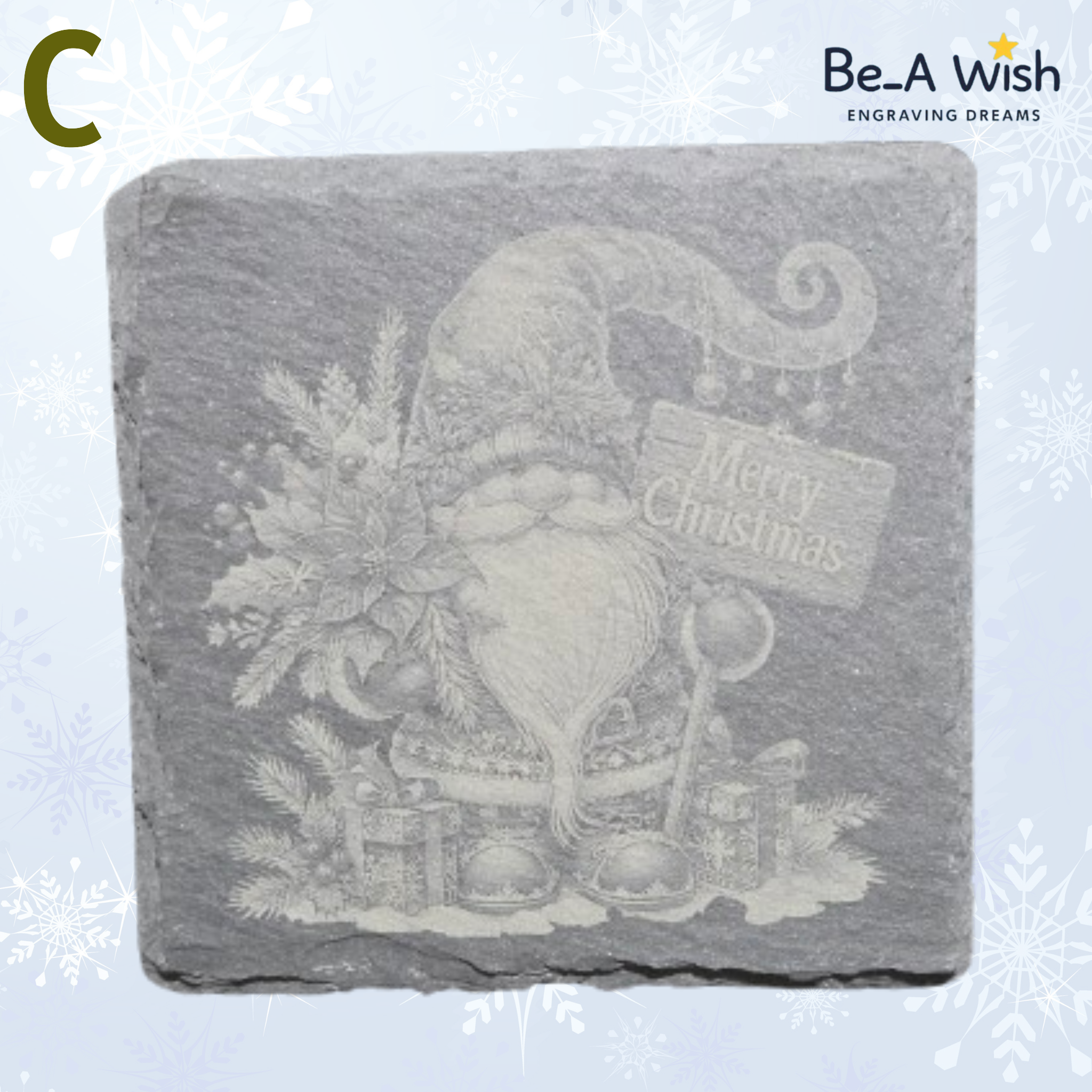 Christmas Slate Coaster - Gnome