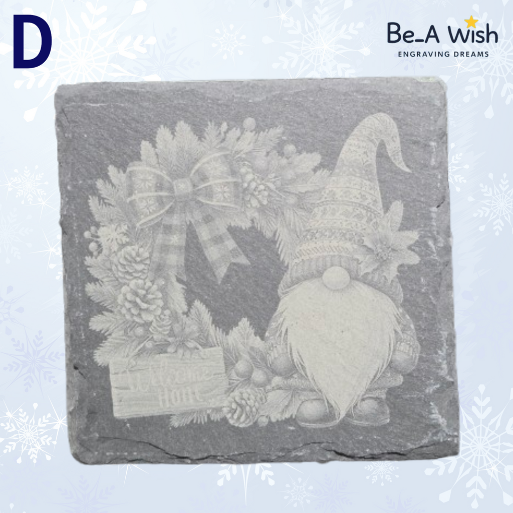 Christmas Slate Coaster - Gnome