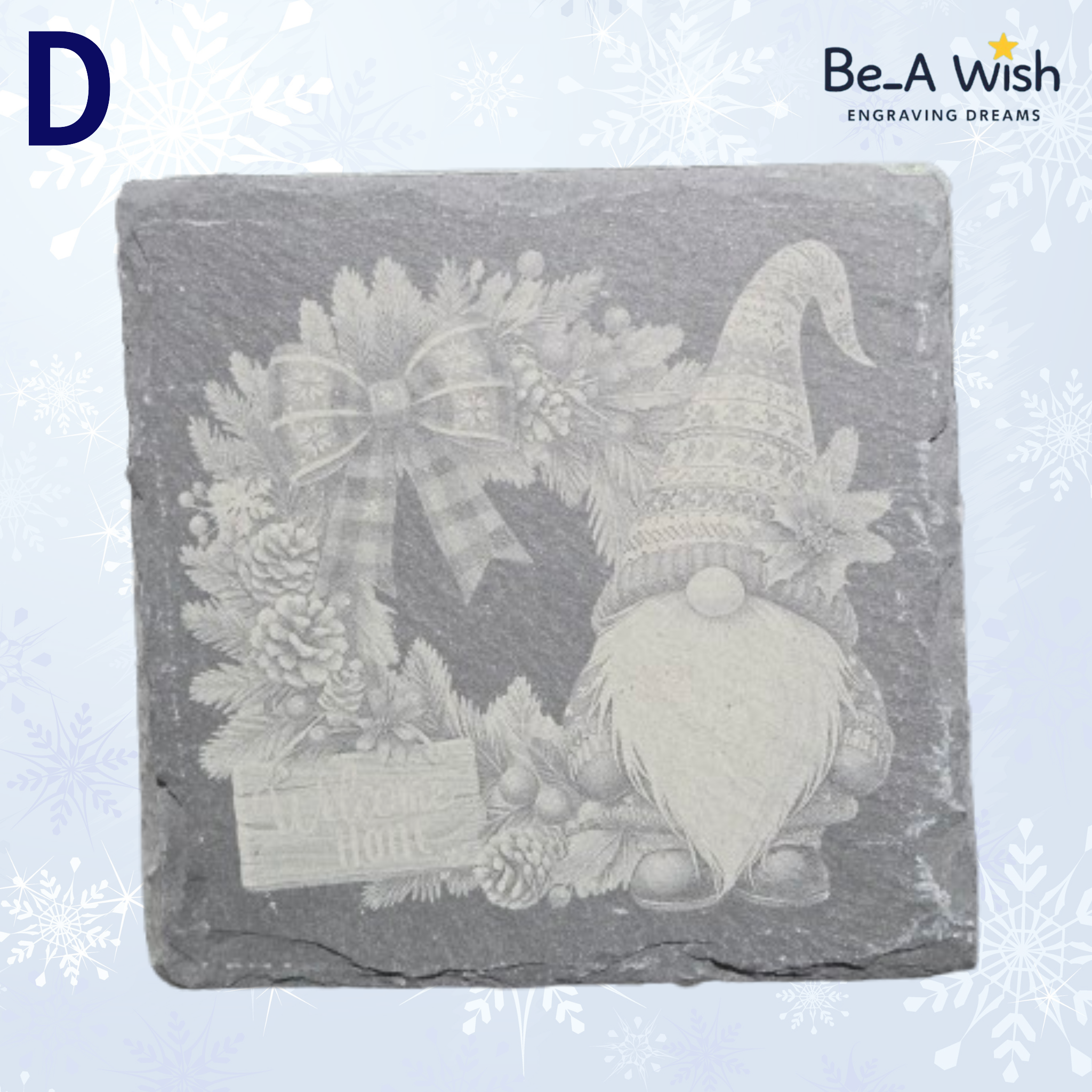 Christmas Slate Coaster - Gnome