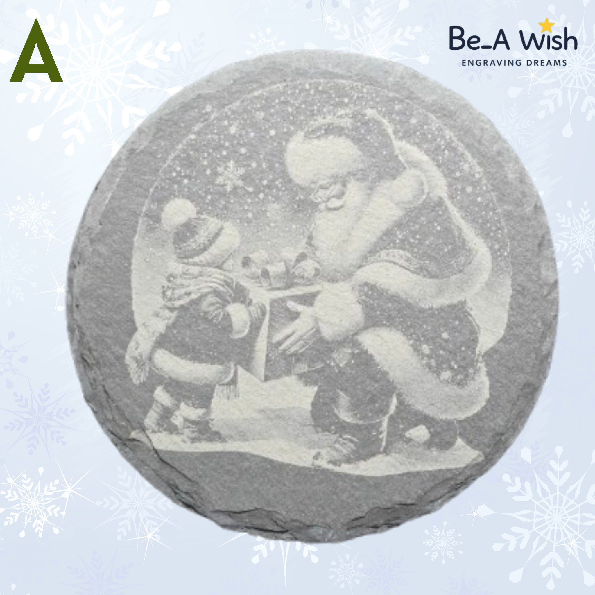 Christmas Slate Coaster - Santa