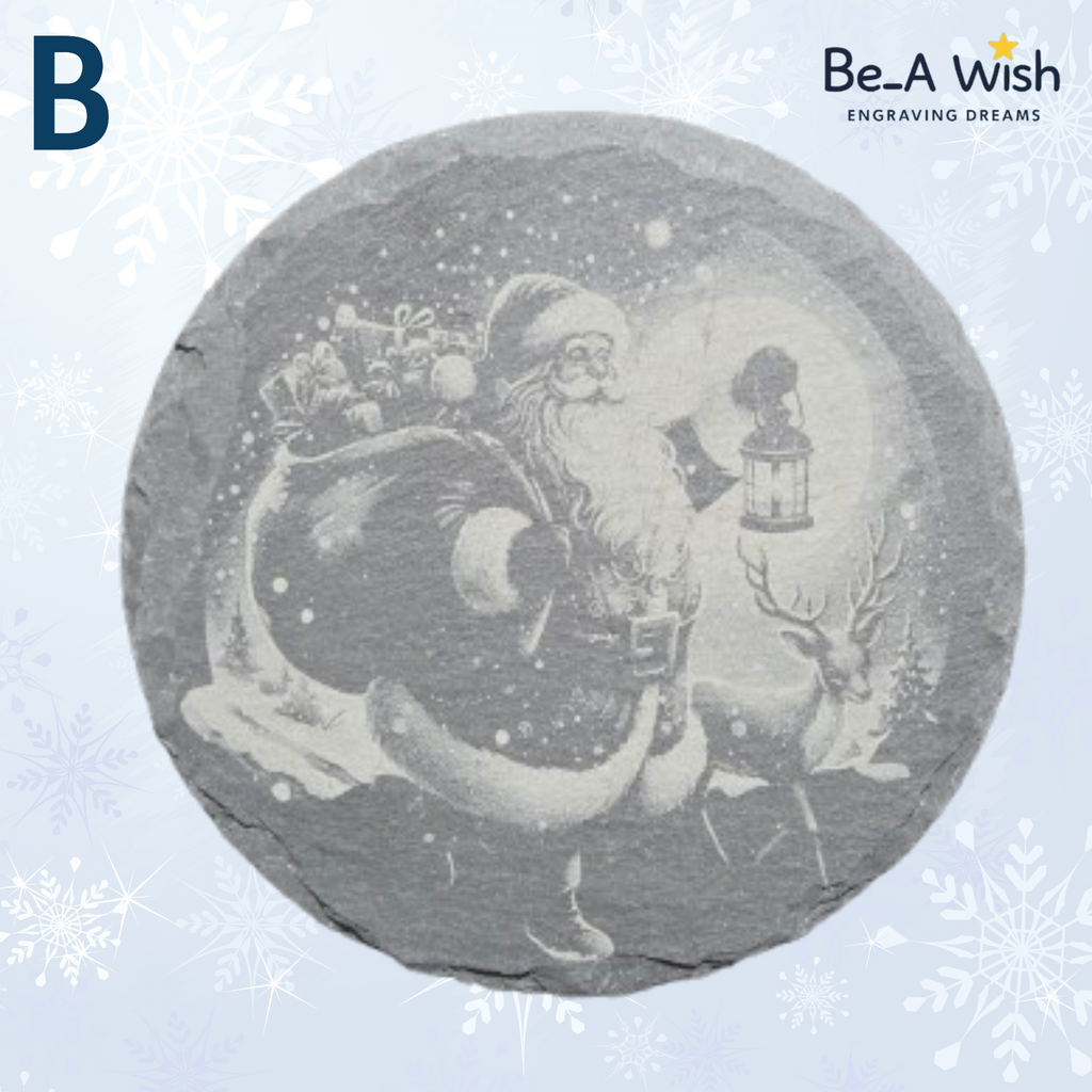 Christmas Slate Coaster - Santa