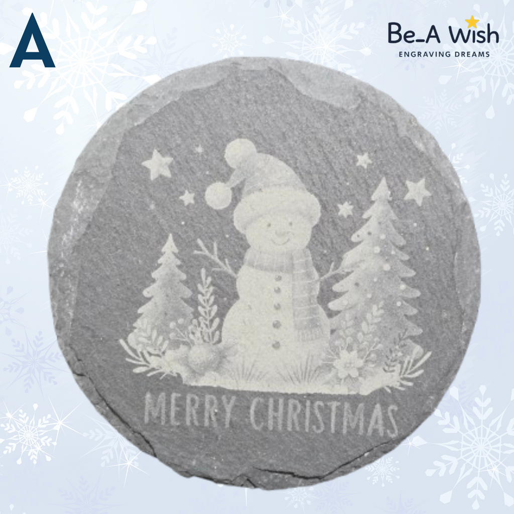 Christmas Slate Coaster - Snowman