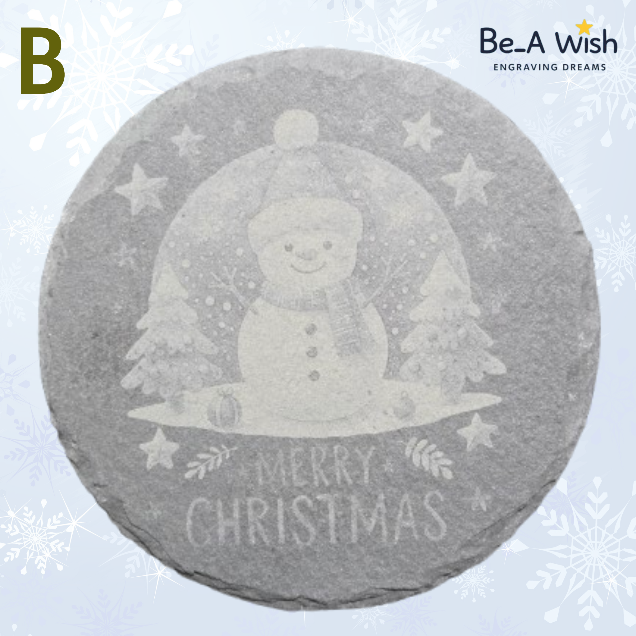 Christmas Slate Coaster - Snowman