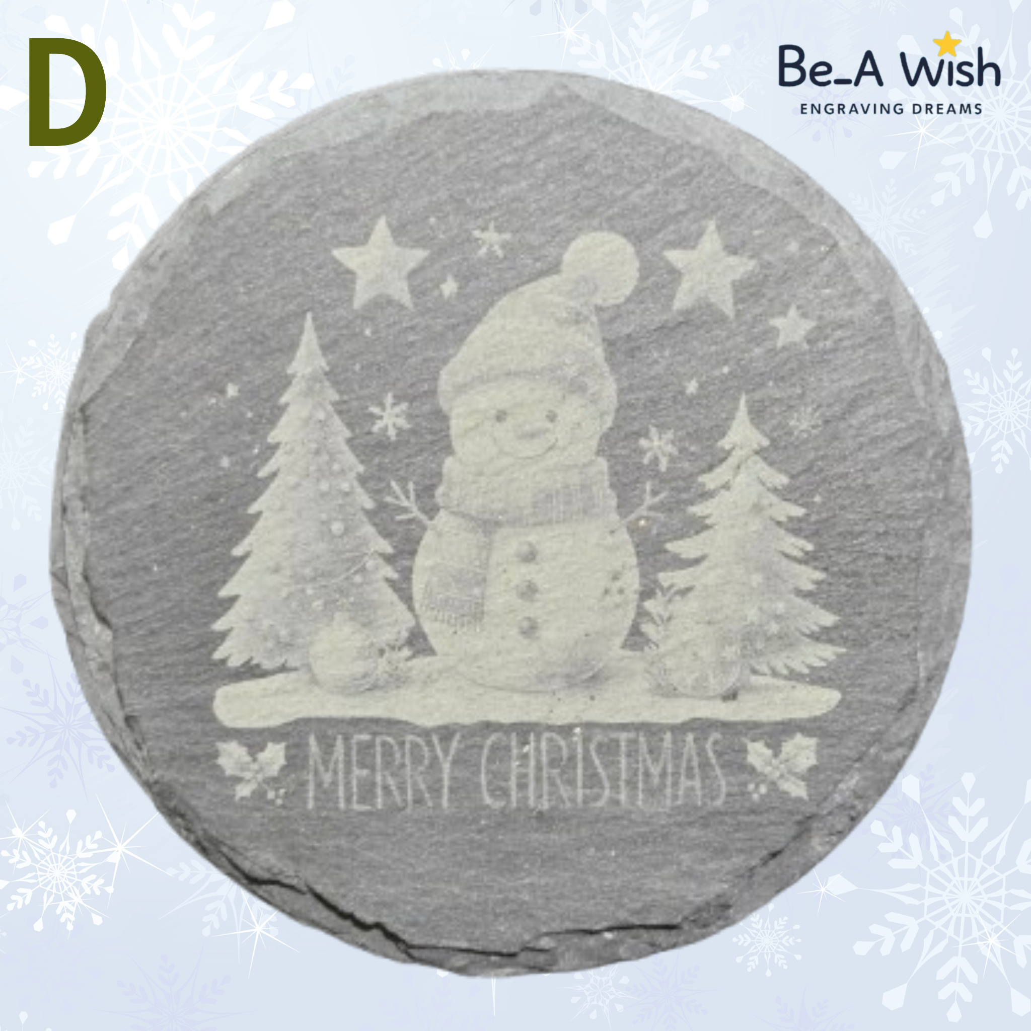 Christmas Slate Coaster - Snowman